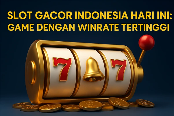 Ilustrasi 3D mesin slot digital bertema Indonesia dengan simbol scatter dan wild aktif, menggambarkan game slot gacor dengan winrate tinggi.